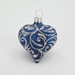 Glasfigur - Herz tinte, Barockmuster silber