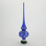 Christbaumspitze blau, Dekor weiß/silber