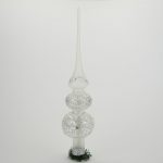 Christbaumspitze transparent weiß, Dekor silber, 2 Kugeln