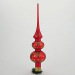 Christbaumspitze rot, Dekor gold, 2 Kugeln