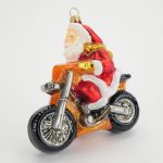 Glasfigur - Santa auf Motocross