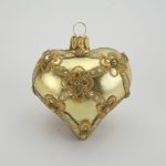 Glasfigur - Herz gold matt, Dekor gold