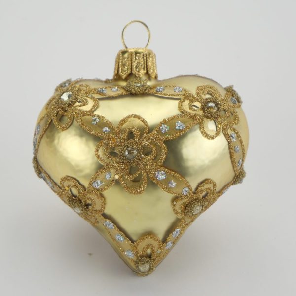 Glasfigur - Herz gold matt, Dekor gold