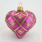 Glasfigur - Herz - pink matt - Dekor gold