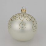 Christbaumkugel creme seidenmatt, Dekor gold
