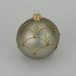 Christbaumkugel grau matt, Dekor gold