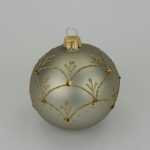 Christbaumkugel grau matt, Dekor gold