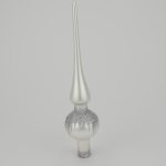 Christbaumspitze klein, weiß matt, Dekor silber