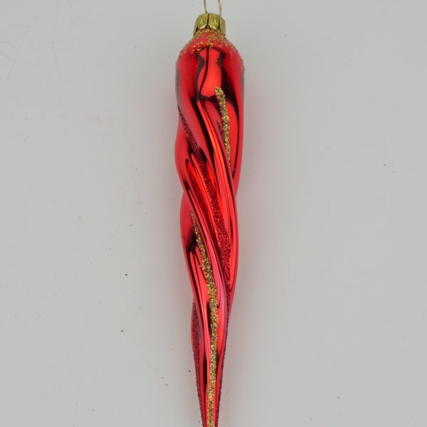 Eiszapfen, rot lack, Dekor gold