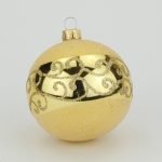 Christbaumkugel gold lack, transparentes Dekor