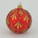 Christbaumkugel rot matt, Dekor gold barock