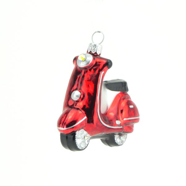 Glasfigur Motorroller rot
