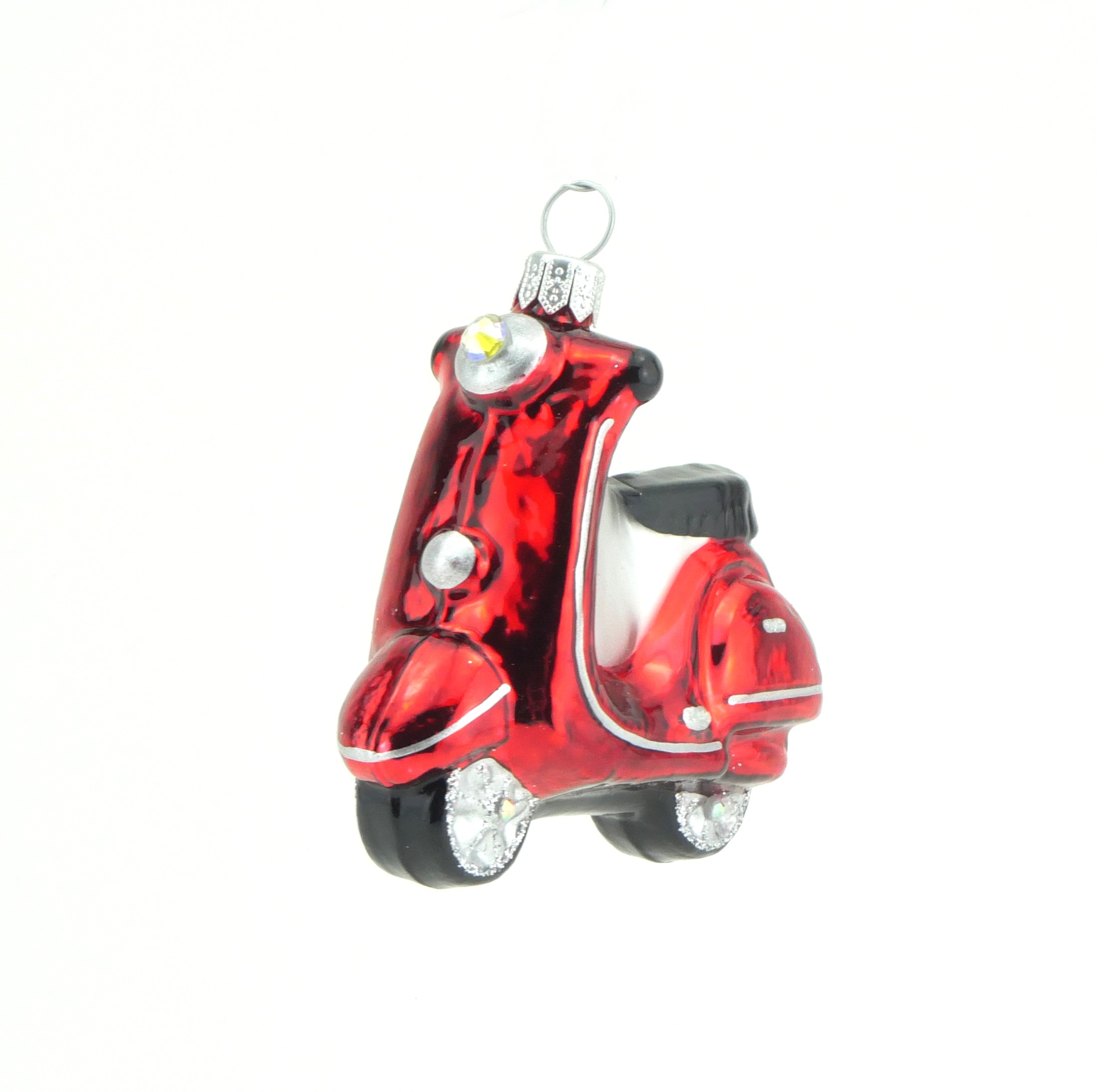 Glasfigur Motorroller rot