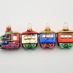 Glasfiguren - Mini Zug mit Waggons  - Set 4-teilig