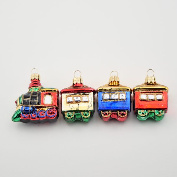 Glasfiguren - Mini Zug mit Waggons  - Set 4-teilig