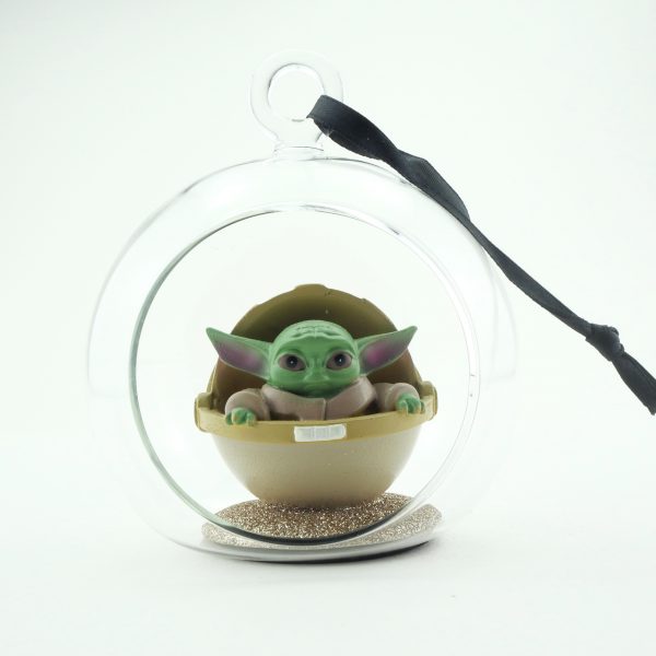 Offene Glaskugel mit 3D Figur Baby Yoda / Grogu aus Star Wars