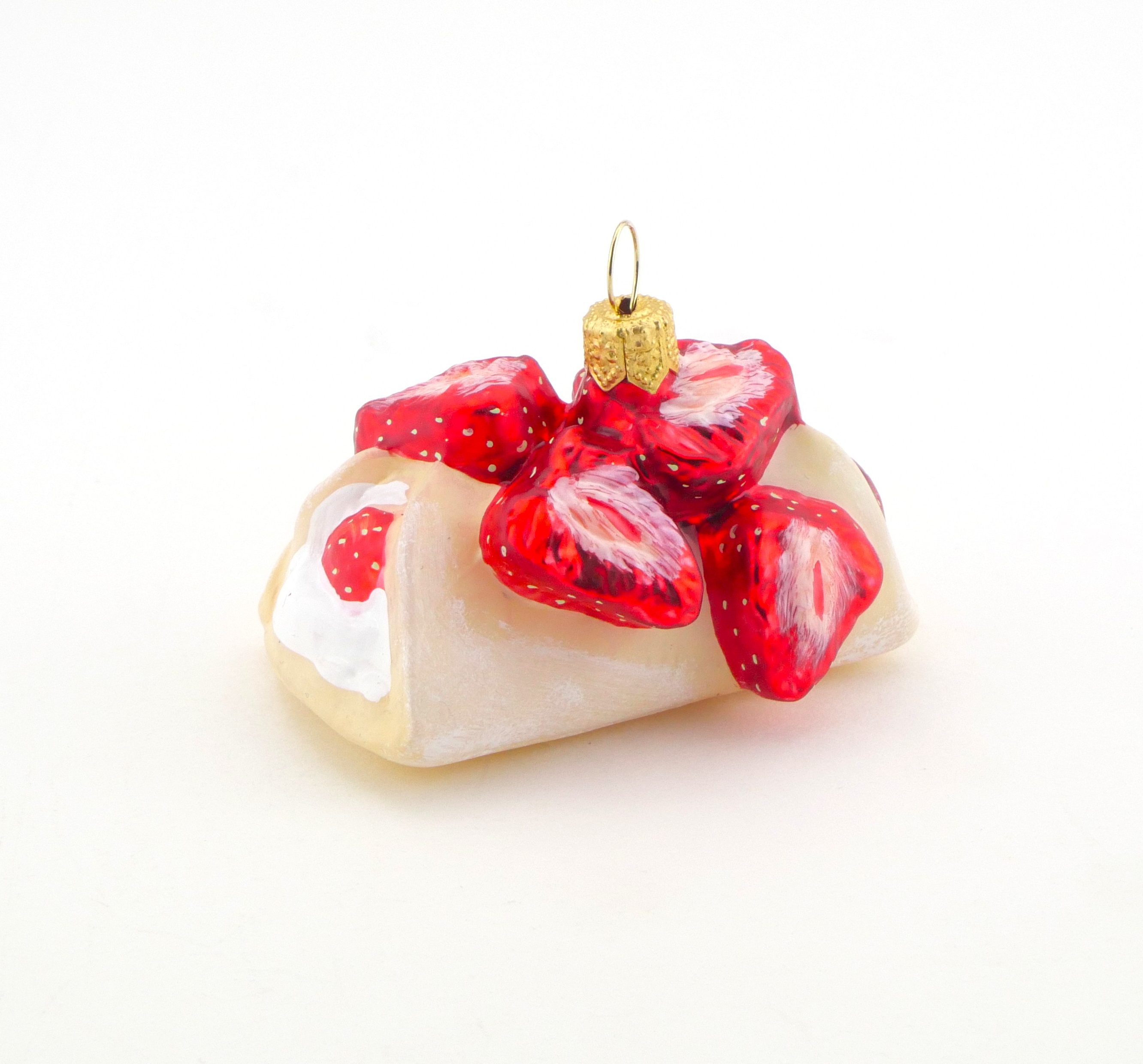 Glasfigur Crêpe-Rolle Erdbeeren