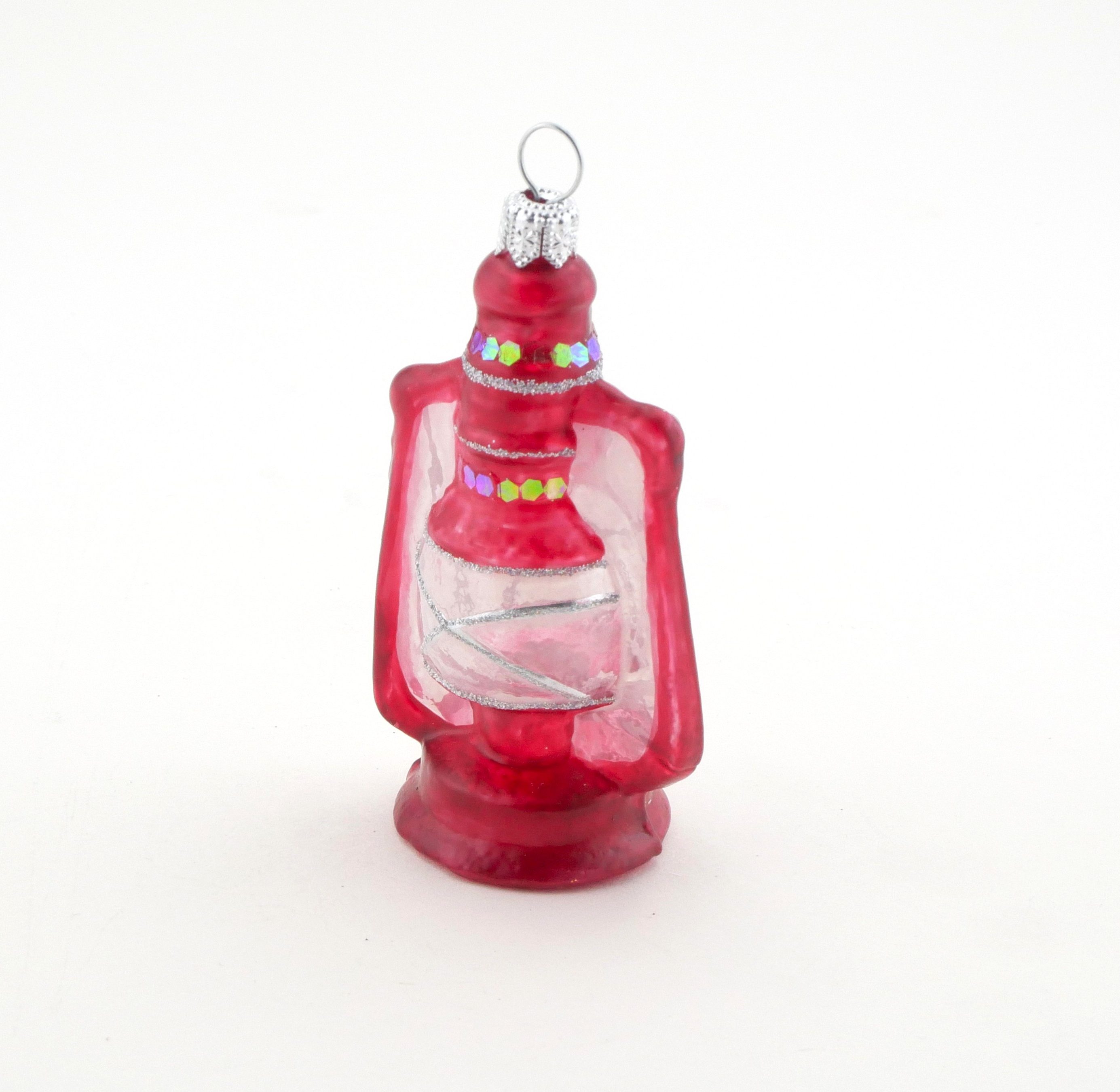 Glasfigur Petroleumlampe rot