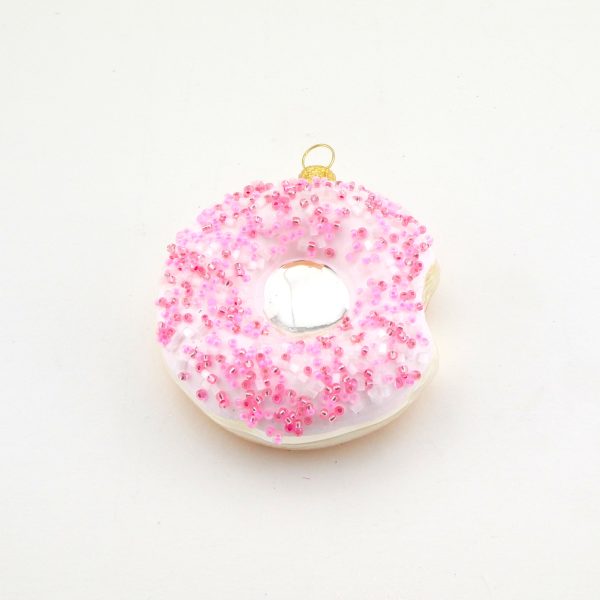 Glasfigur Donut rosa