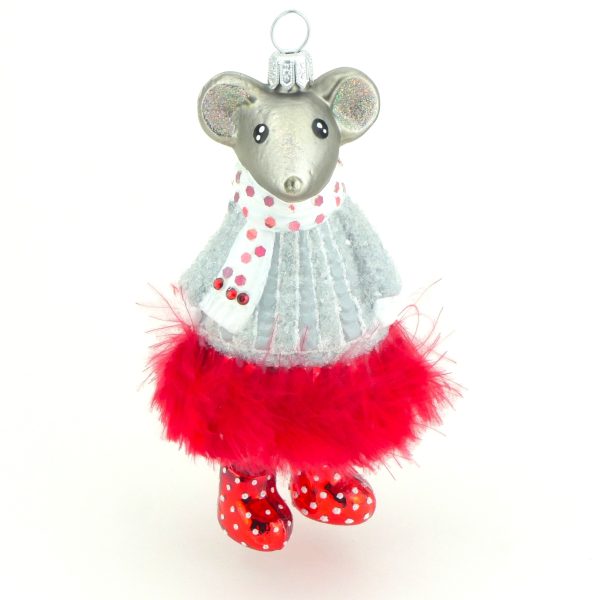 Glasfigur Mäusemädchen Weihnachtsbaum