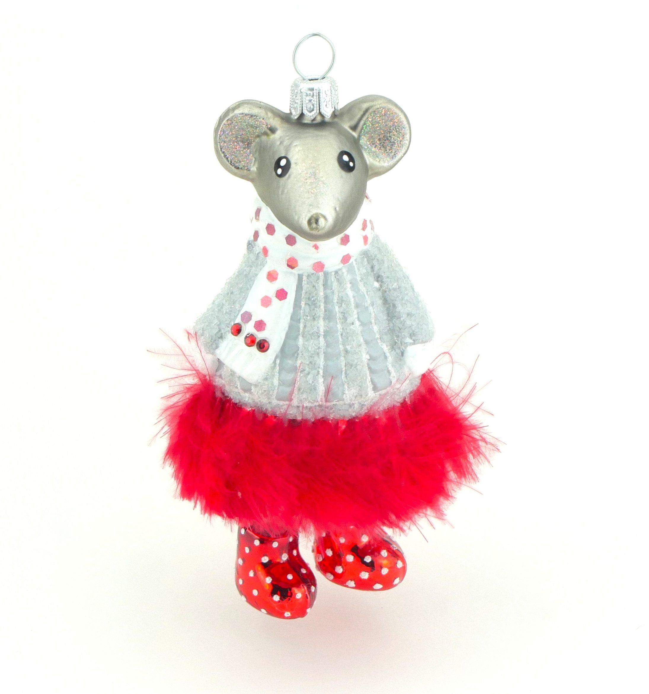Glasfigur Mäusemädchen Weihnachtsbaum