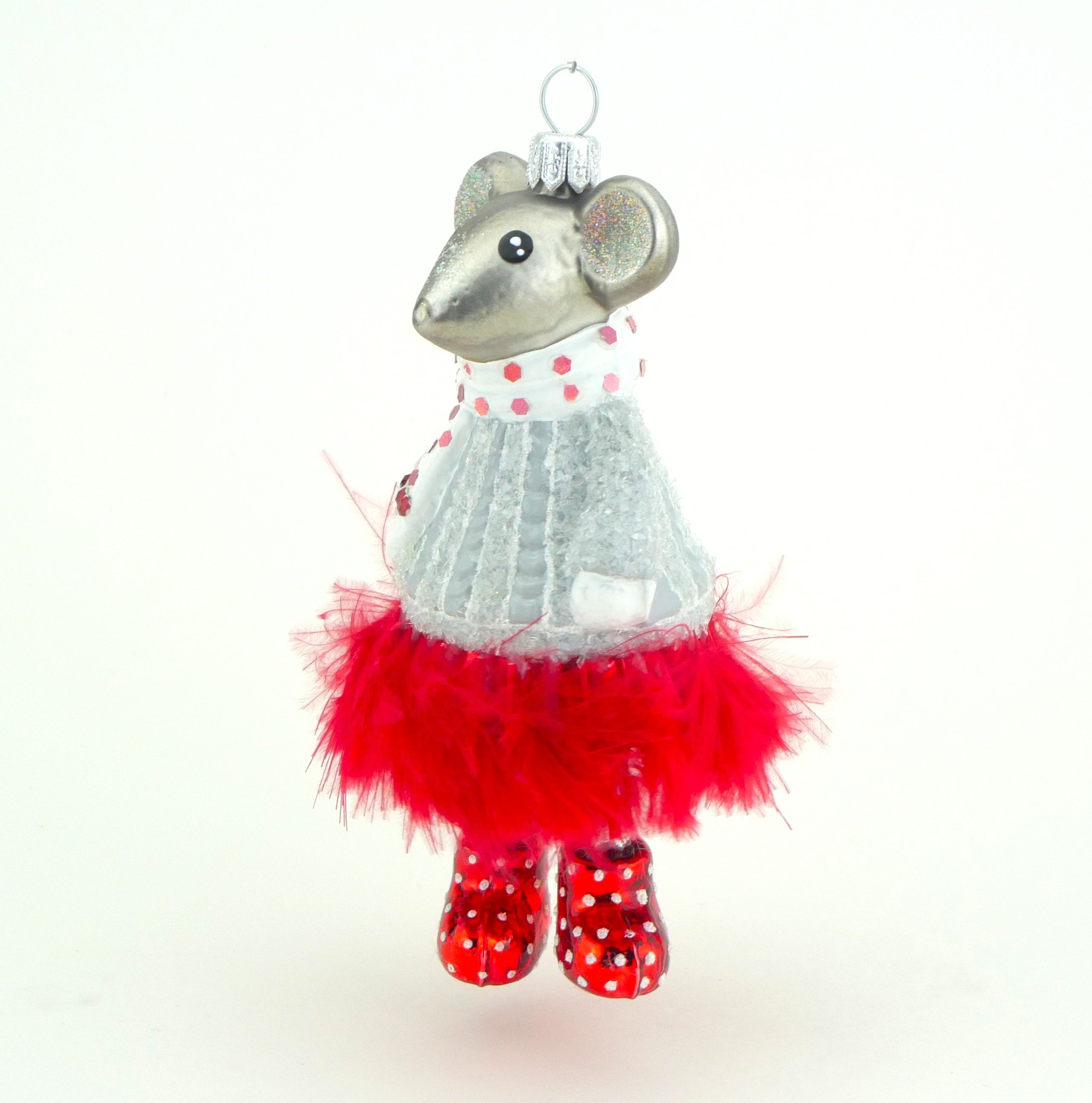 Glasfigur Mäusemädchen Weihnachtsbaum