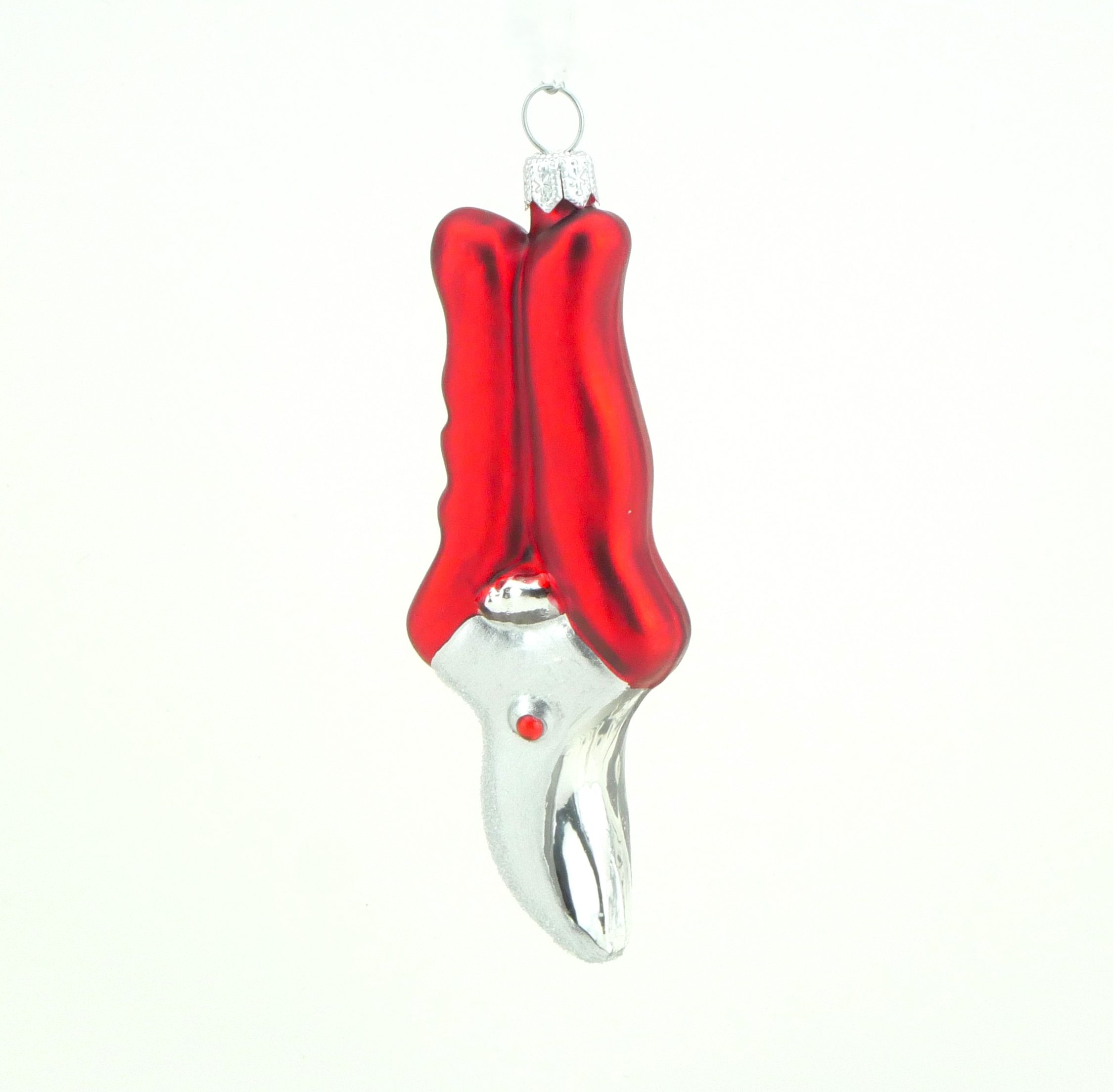 Glasfigur Gartenschere rot