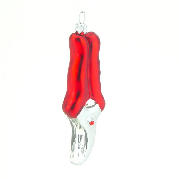 Glasfigur Gartenschere rot