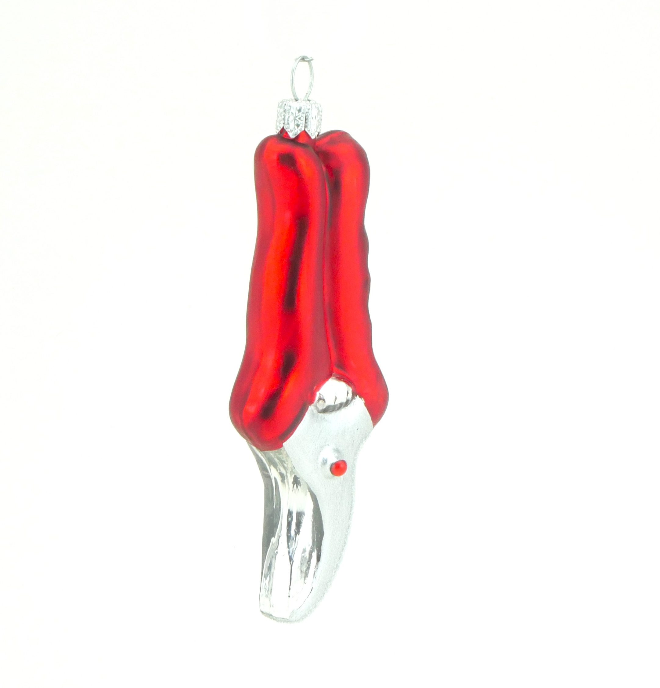 Glasfigur Gartenschere rot