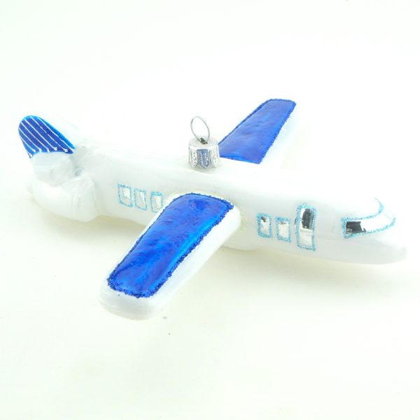 Christbaumschmuck mundgeblasen Flugzeug Glas