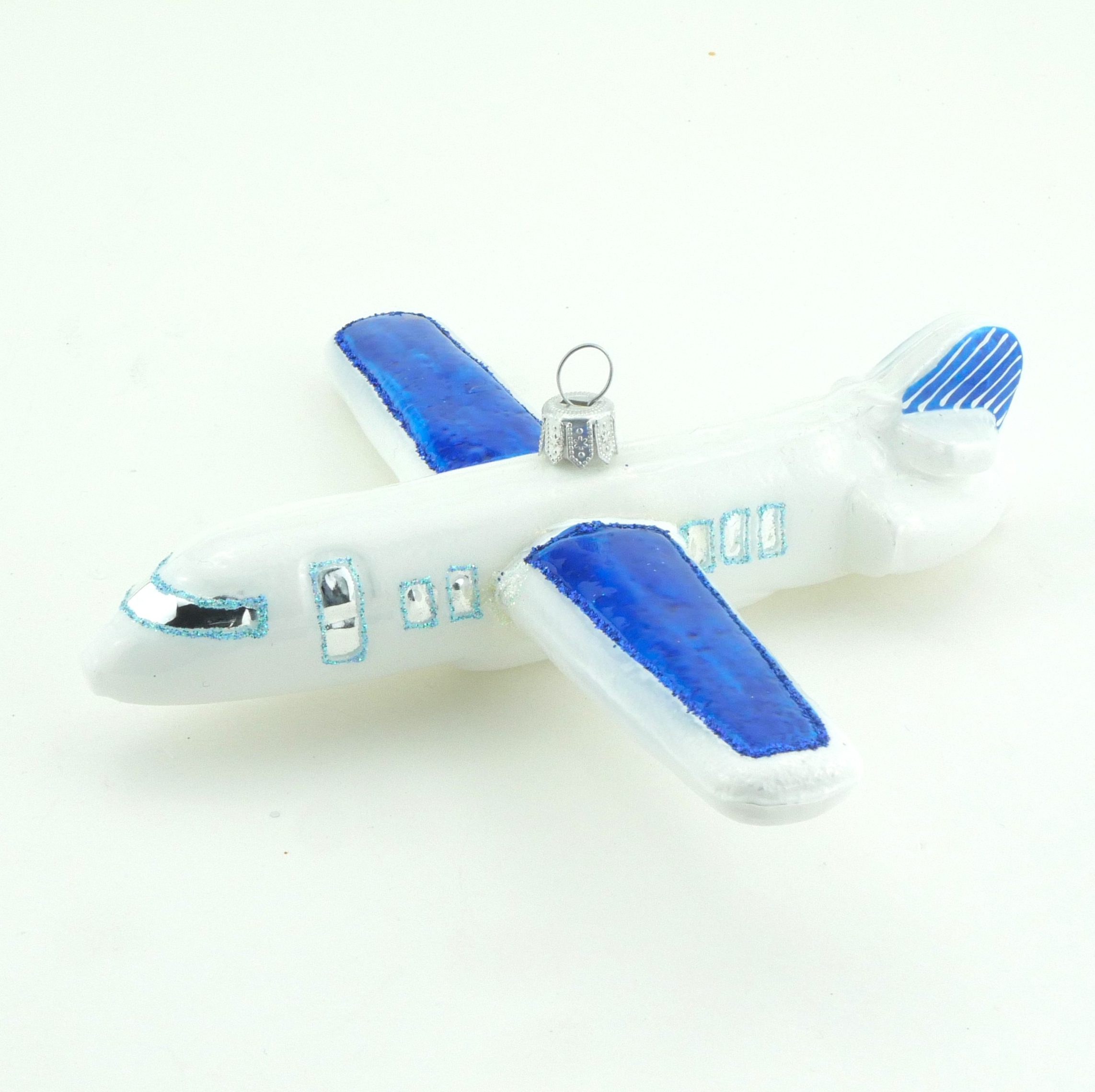 Christbaumschmuck mundgeblasen Flugzeug Glas