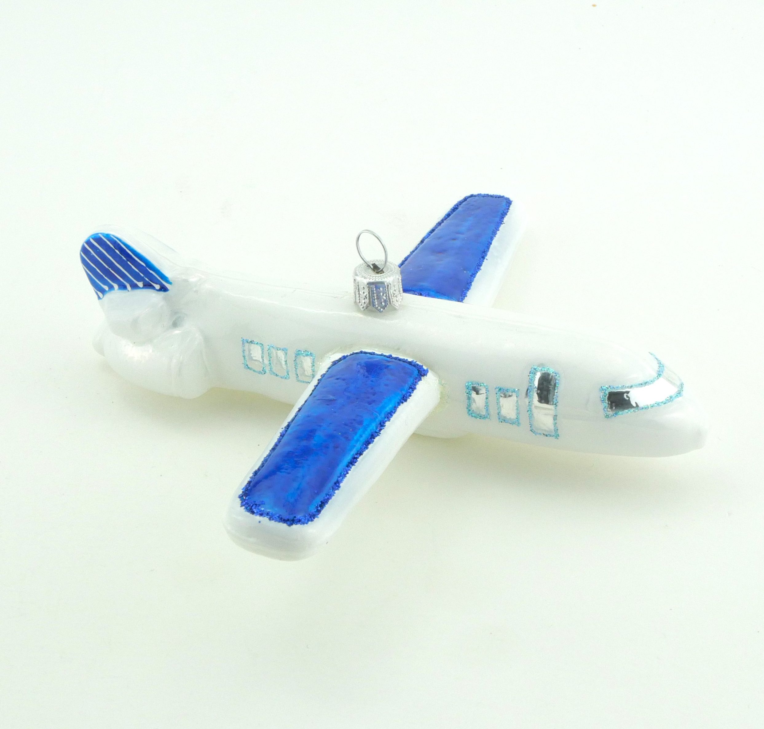 Christbaumschmuck mundgeblasen Flugzeug Glas