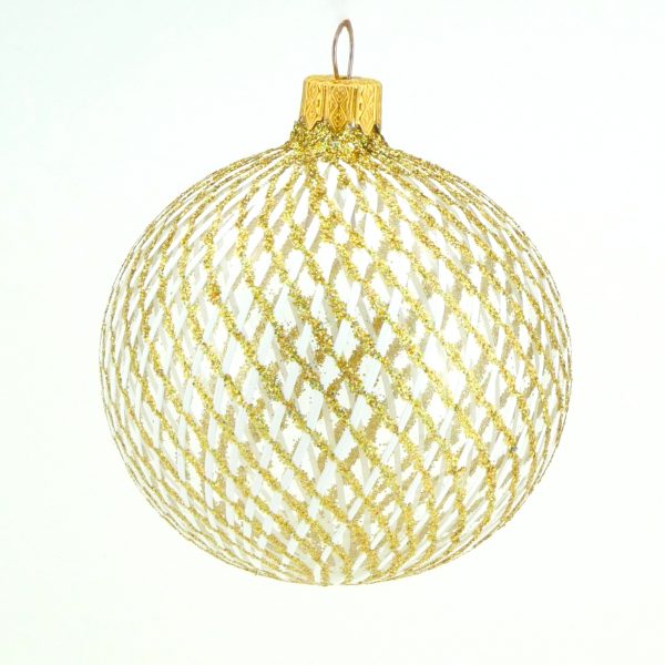 Christbaumkugel mundgeblasen transparent Gitter
