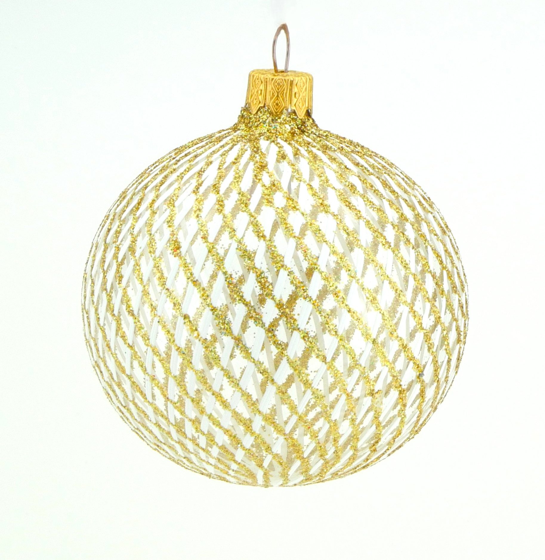 Christbaumkugel mundgeblasen transparent Gitter