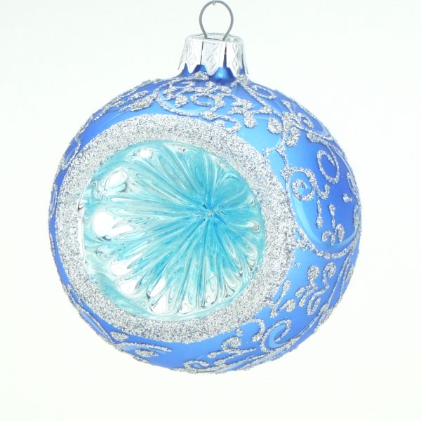 Christbaumkugel mundgeblasen blau Reflex
