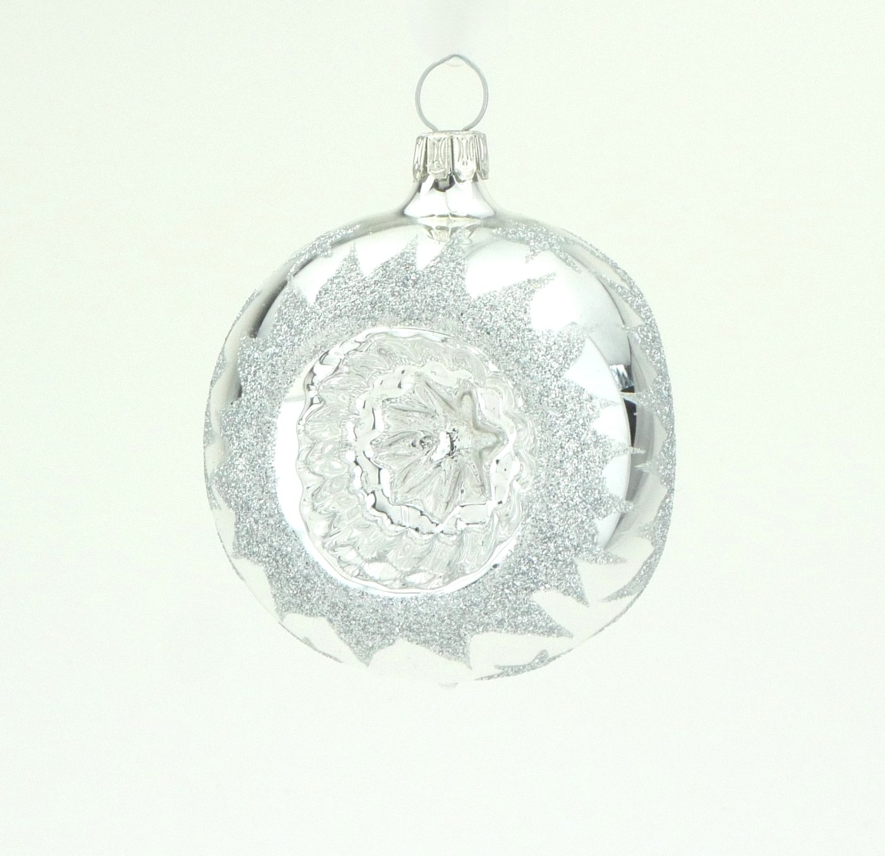 Christbaumkugel mundgeblasen silber Reflex (Ø 6 cm)