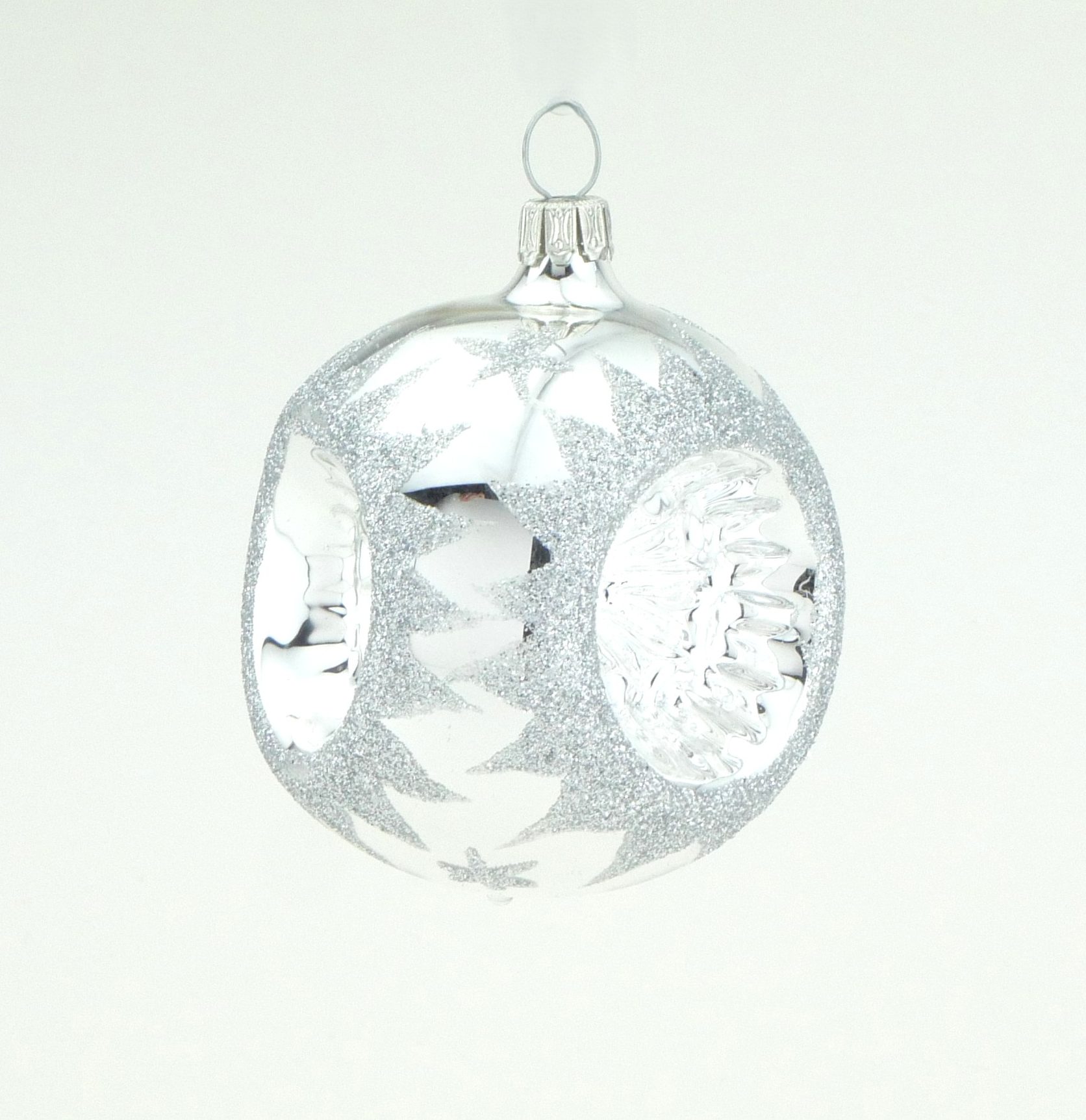 Christbaumkugel mundgeblasen silber Reflex (Ø 6 cm)