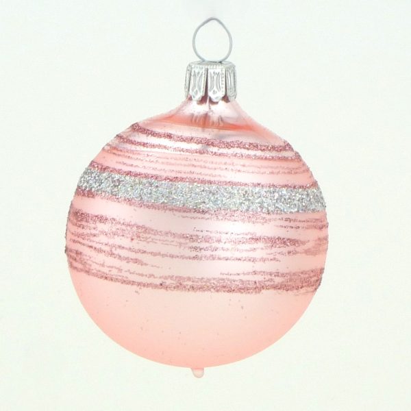 Christbaumkugel mundgeblasen rosa Streifen