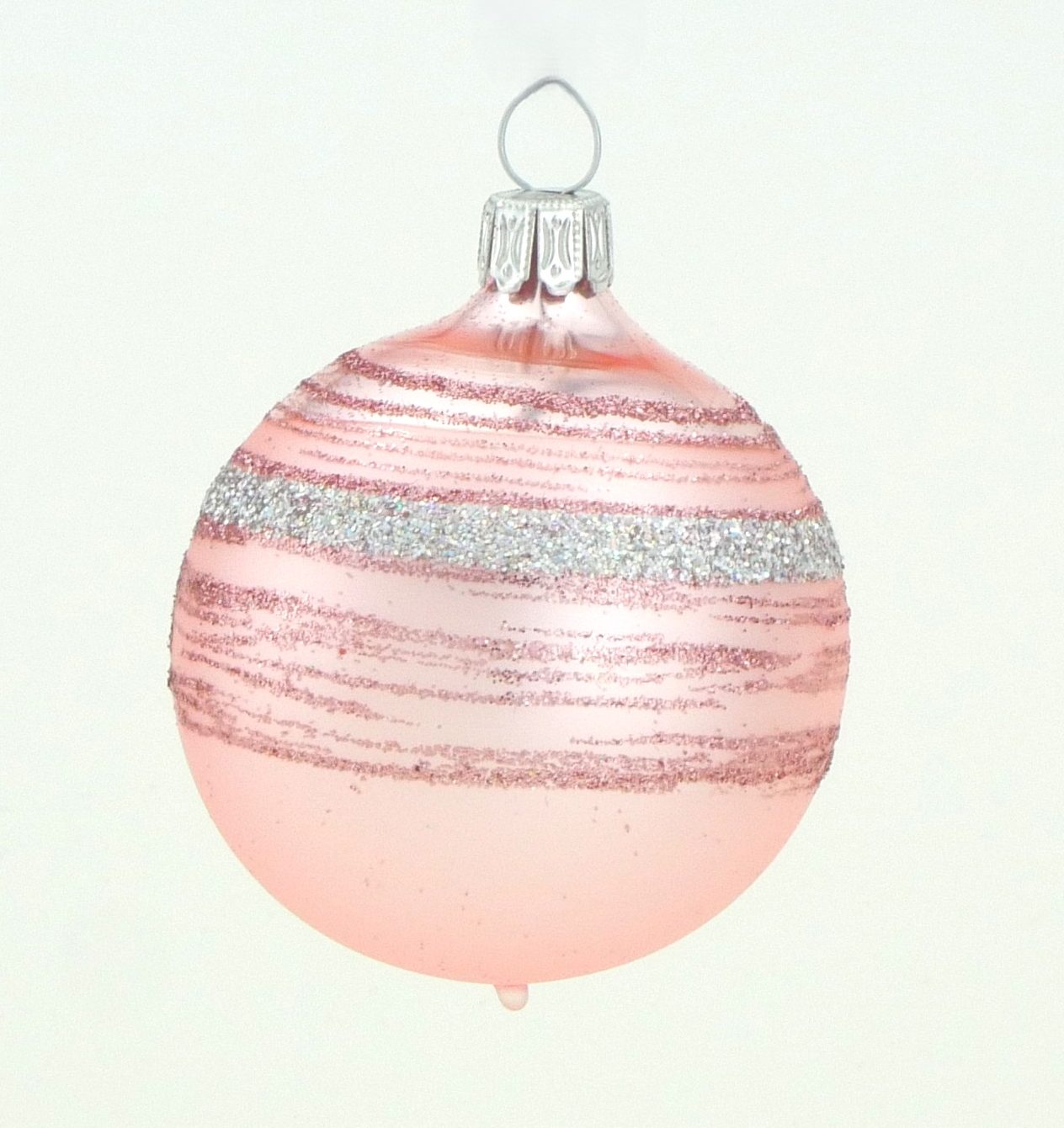 Christbaumkugel mundgeblasen rosa Streifen