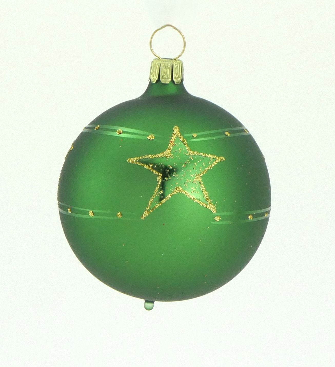 Christbaumkugel mundgeblasen grün Sterne