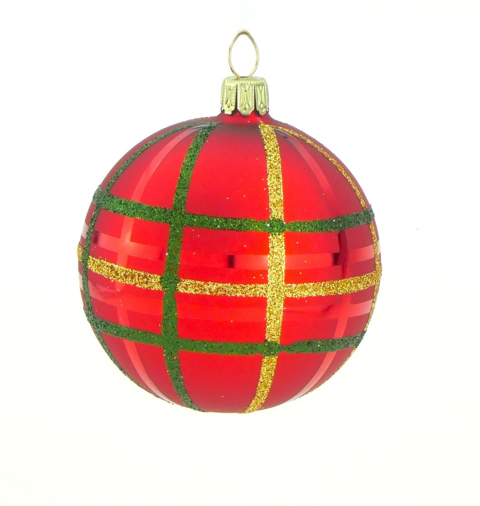 Christbaumkugel mundgeblasen rot Karo