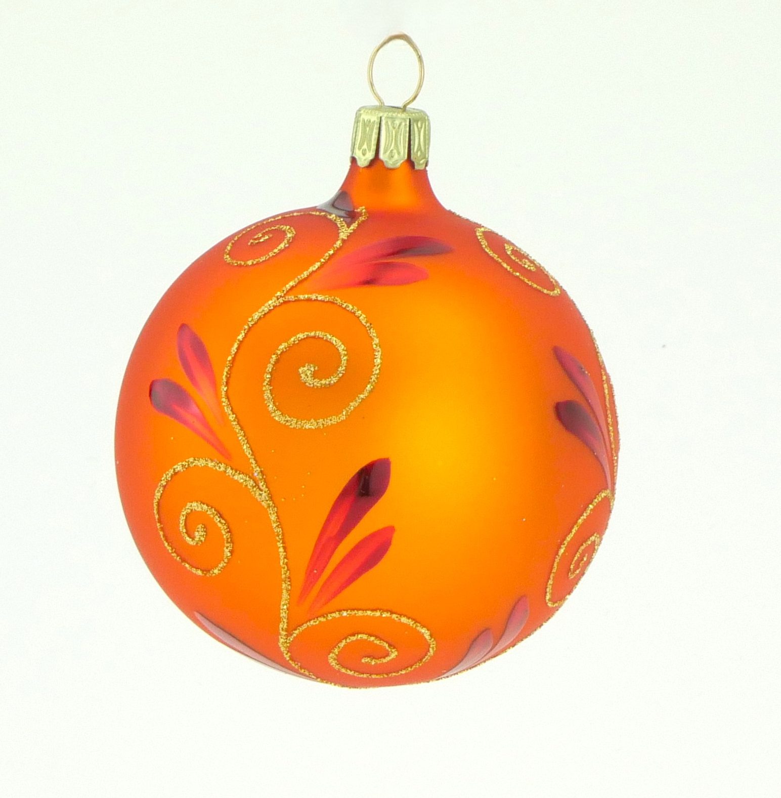 Christbaumkugel mundgeblasen orange Ranken