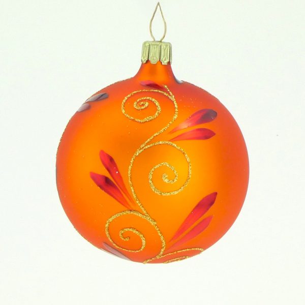 Christbaumkugel mundgeblasen orange Ranken