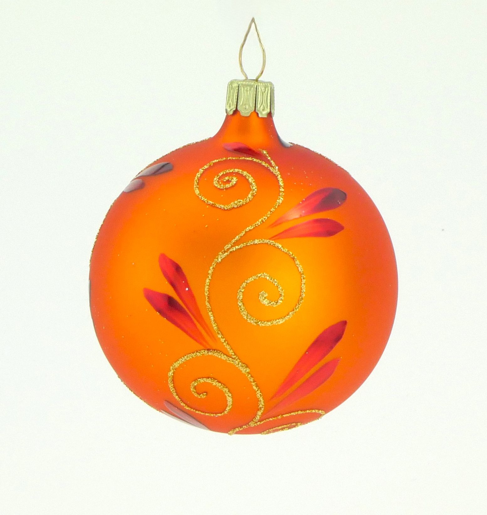 Christbaumkugel mundgeblasen orange Ranken