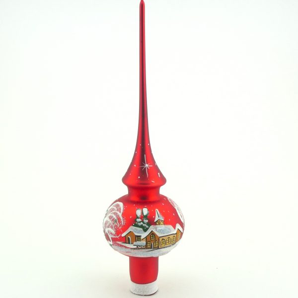 Christbaumspitze mundgeblasen rot Winterlandschaft