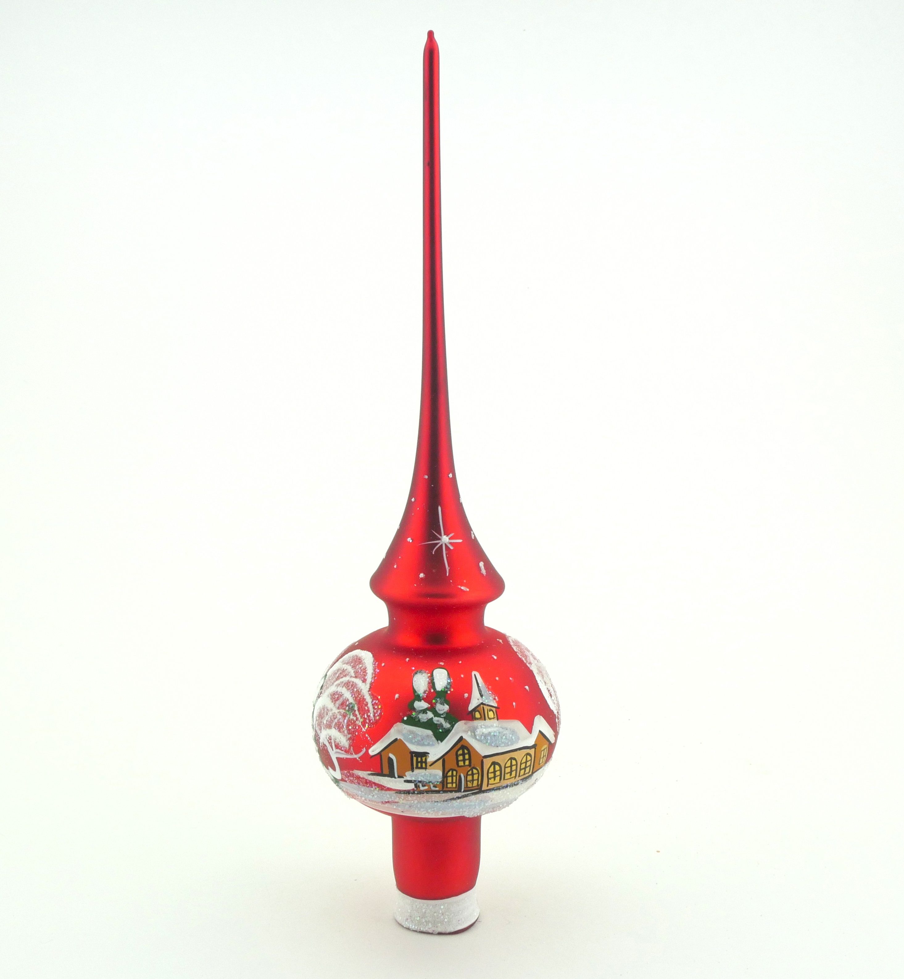 Christbaumspitze mundgeblasen rot Winterlandschaft