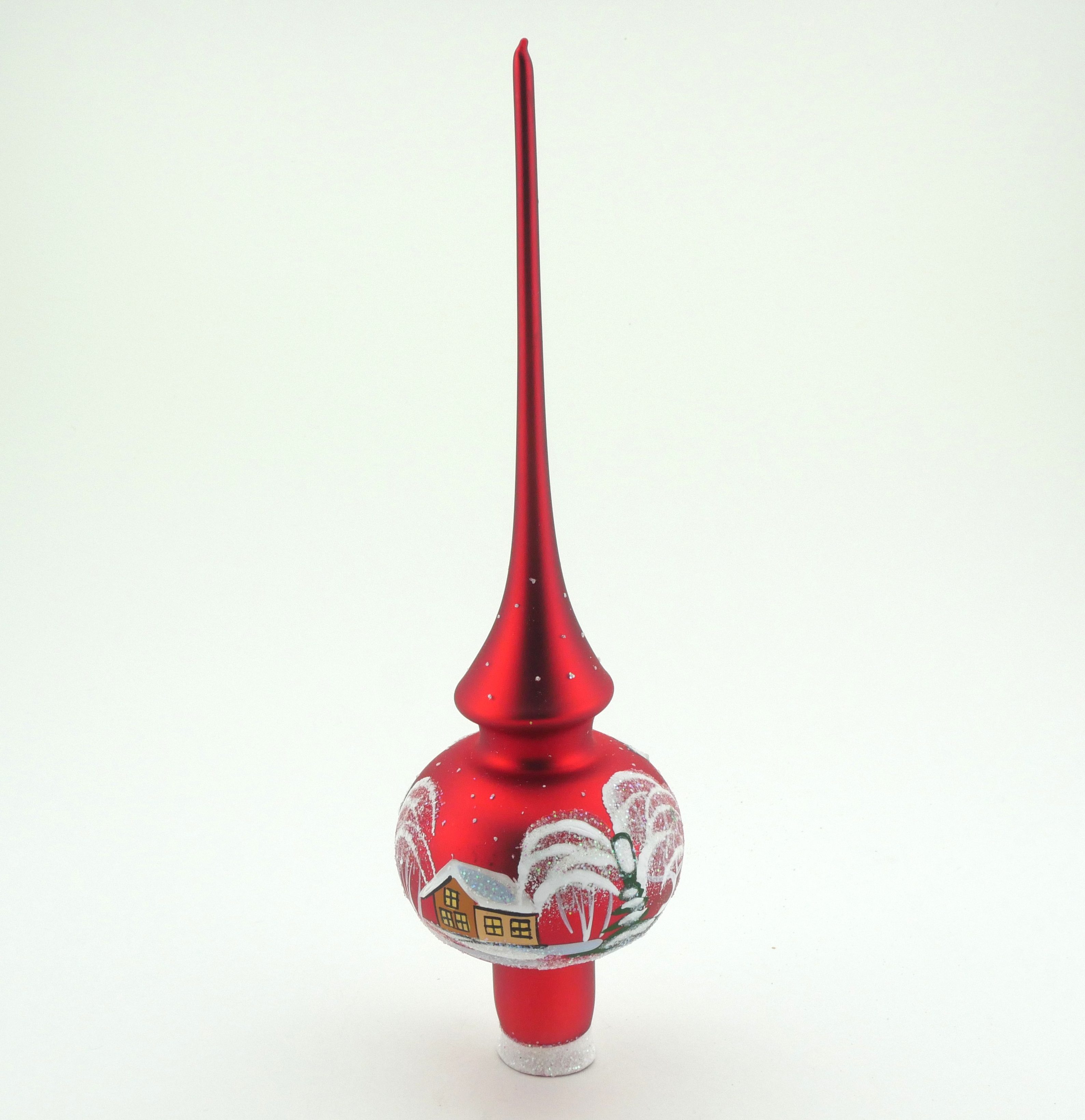 Christbaumspitze mundgeblasen rot Winterlandschaft